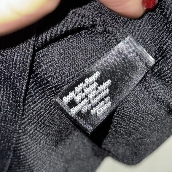 Lane Bryant dress tunic black knit lace long sleeves 26/28 stretch peplum - Picture 3 of 4